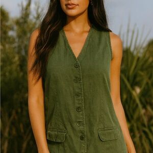 Gitano Olive Green Linen Blend Top
